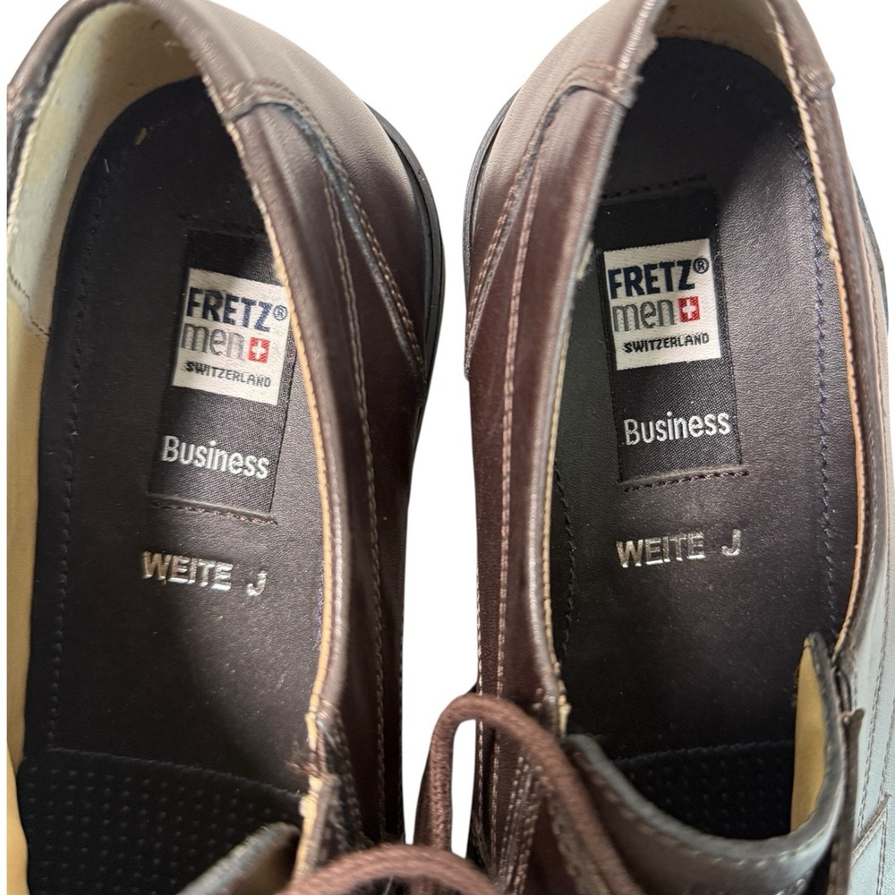 Fretz Men Business Brown Leather Oxford Shoes Size US 9 Square Toe Dress Lace Up - Picture 6 of 9
